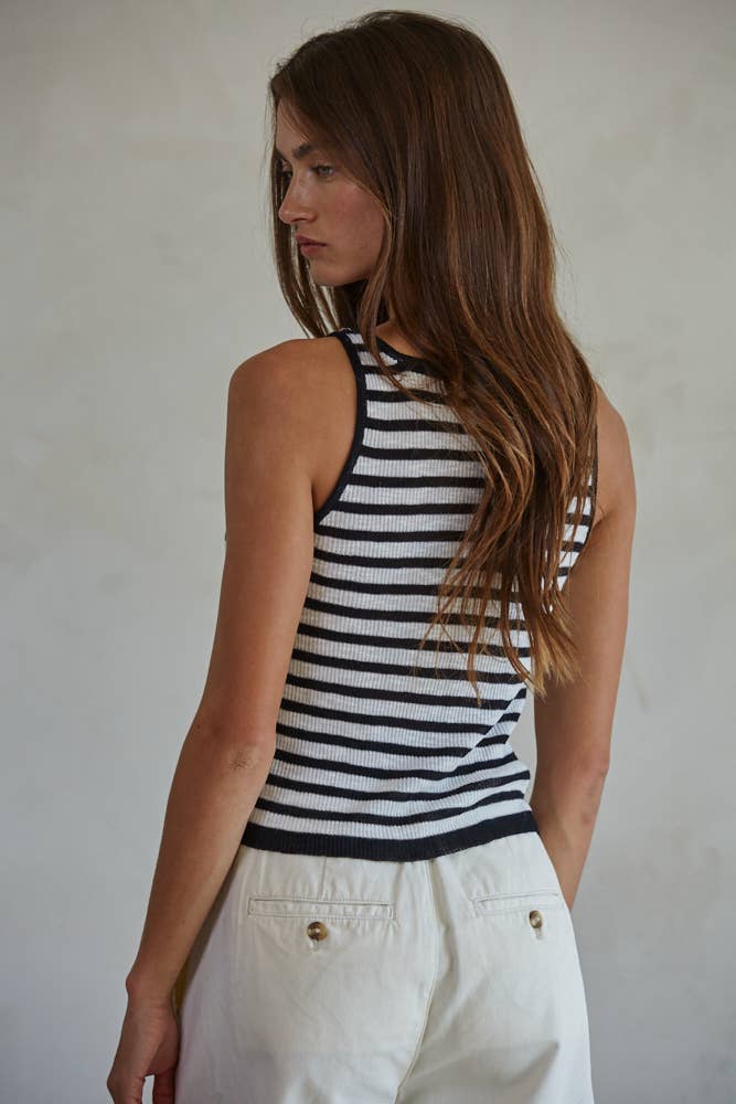 Knit Sweater Ribbed Striped Tank