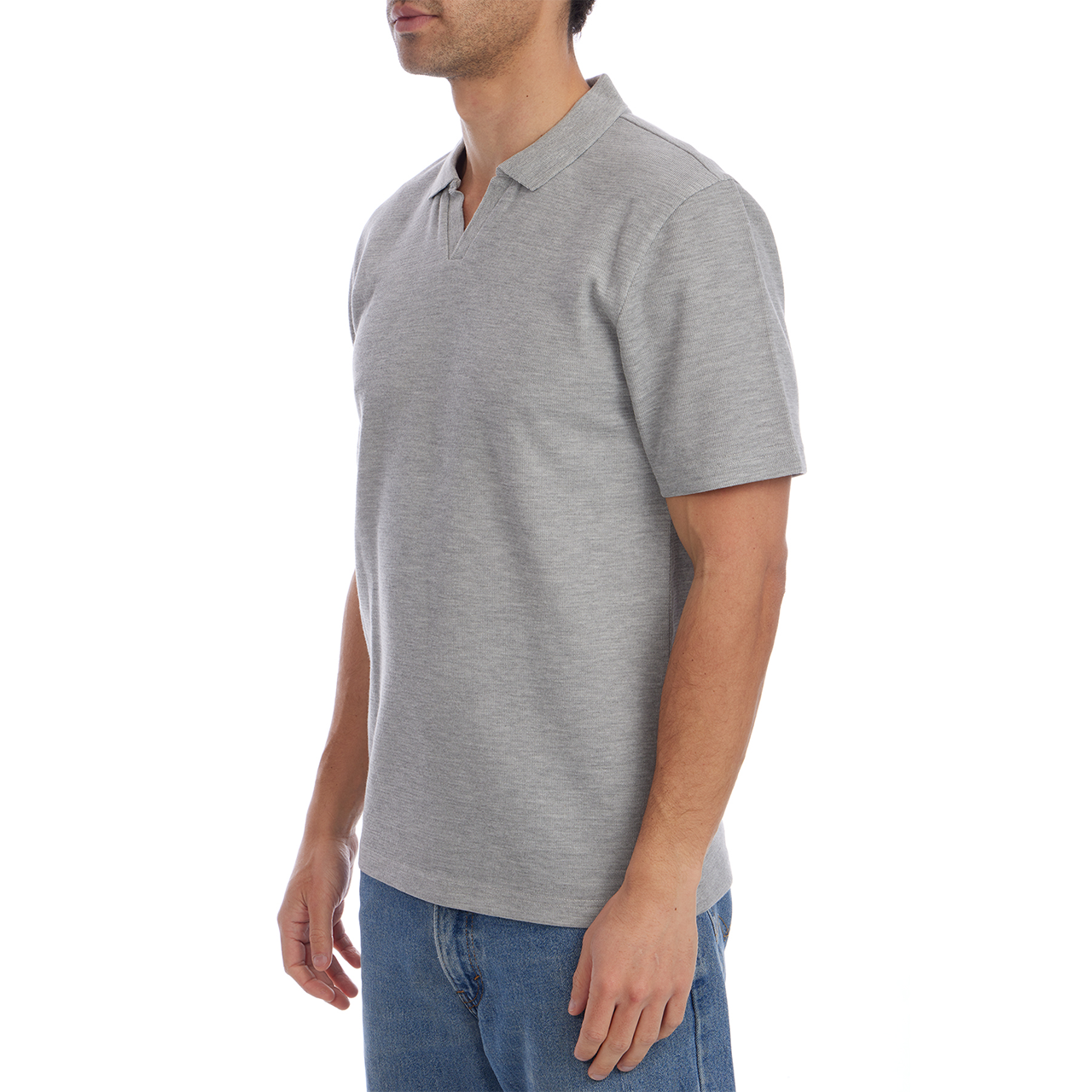 Austin Johnny Collar Short Sleeve Polo - Grey