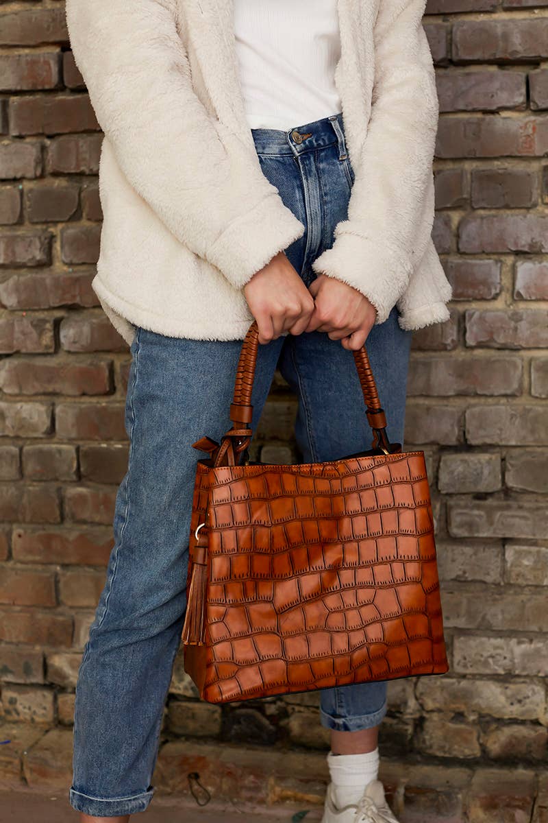 Olivia Crocodile Hobo Bag – Contrast Style | M1895CROC