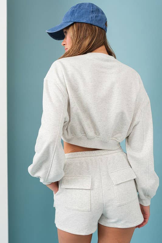 Emilia Cropped Balloon Sweatshirt and Shorts