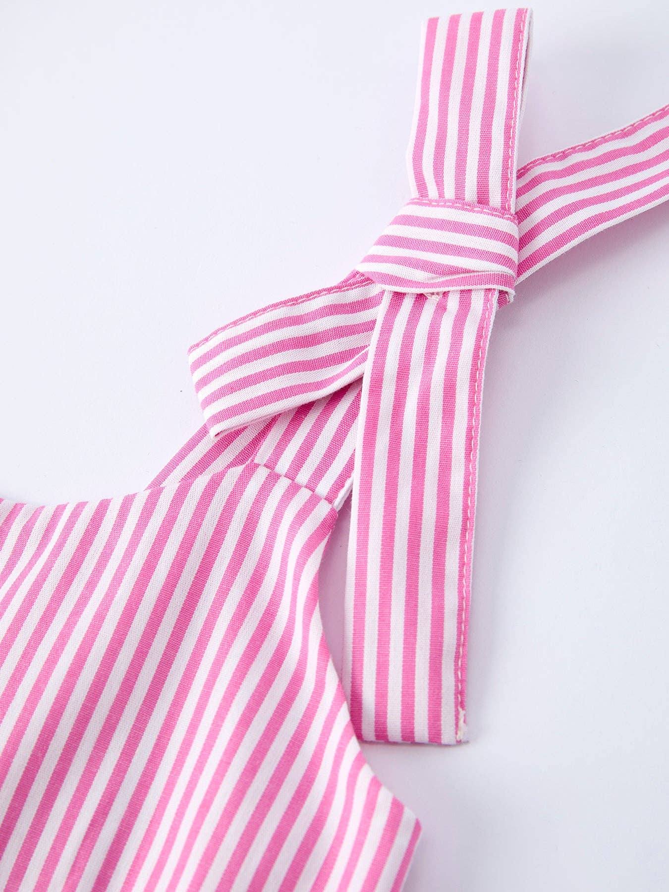 Pink Summer Stripe Bow Ruffle Girl Dress