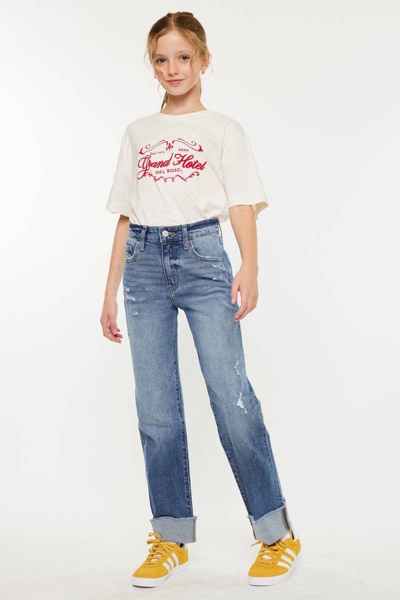 YOUTH HIGH RISE STRAIGHT JEANS