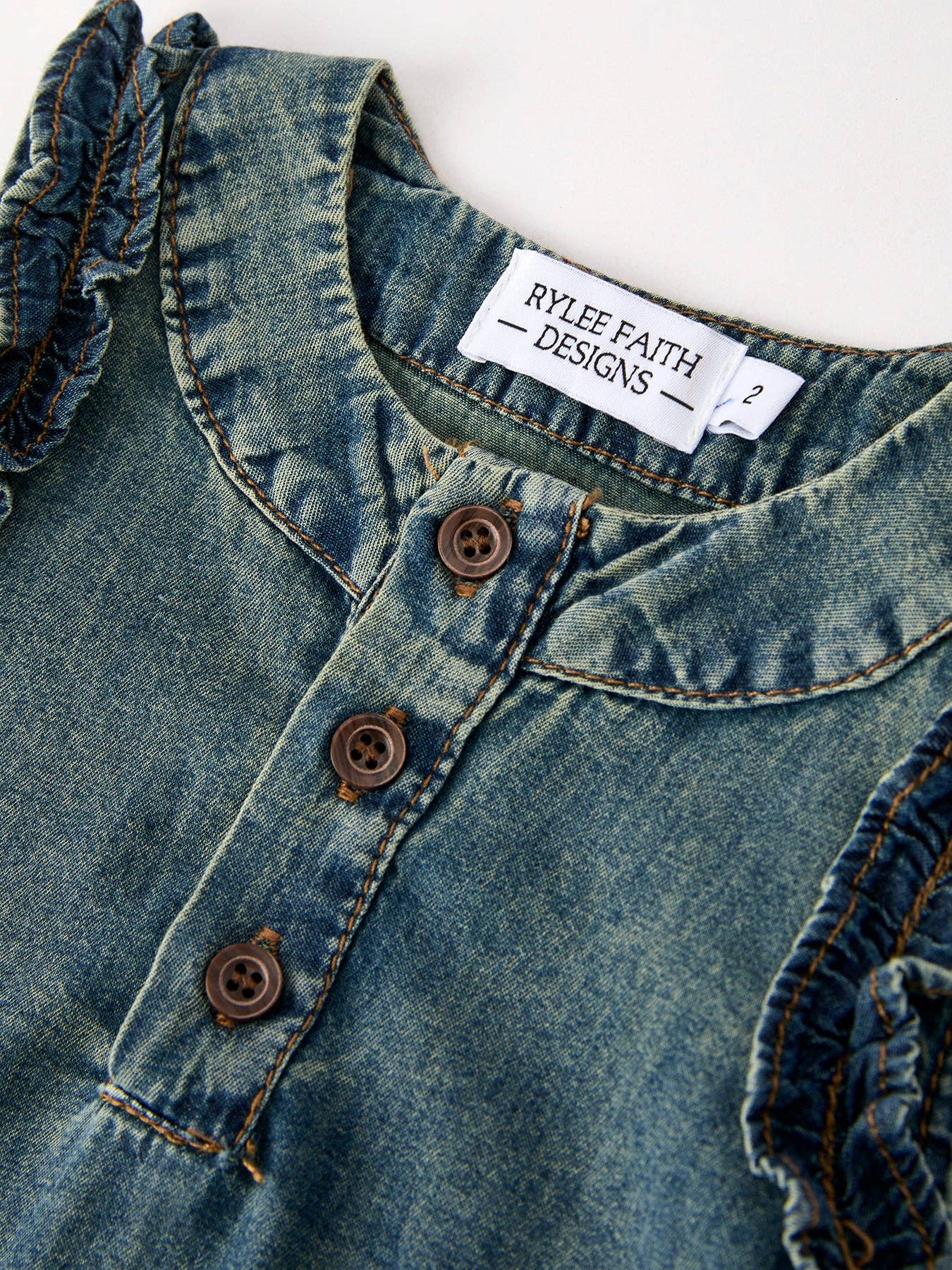 Vintage Denim Ruffle Girls Dress – Velour Collective Inc.