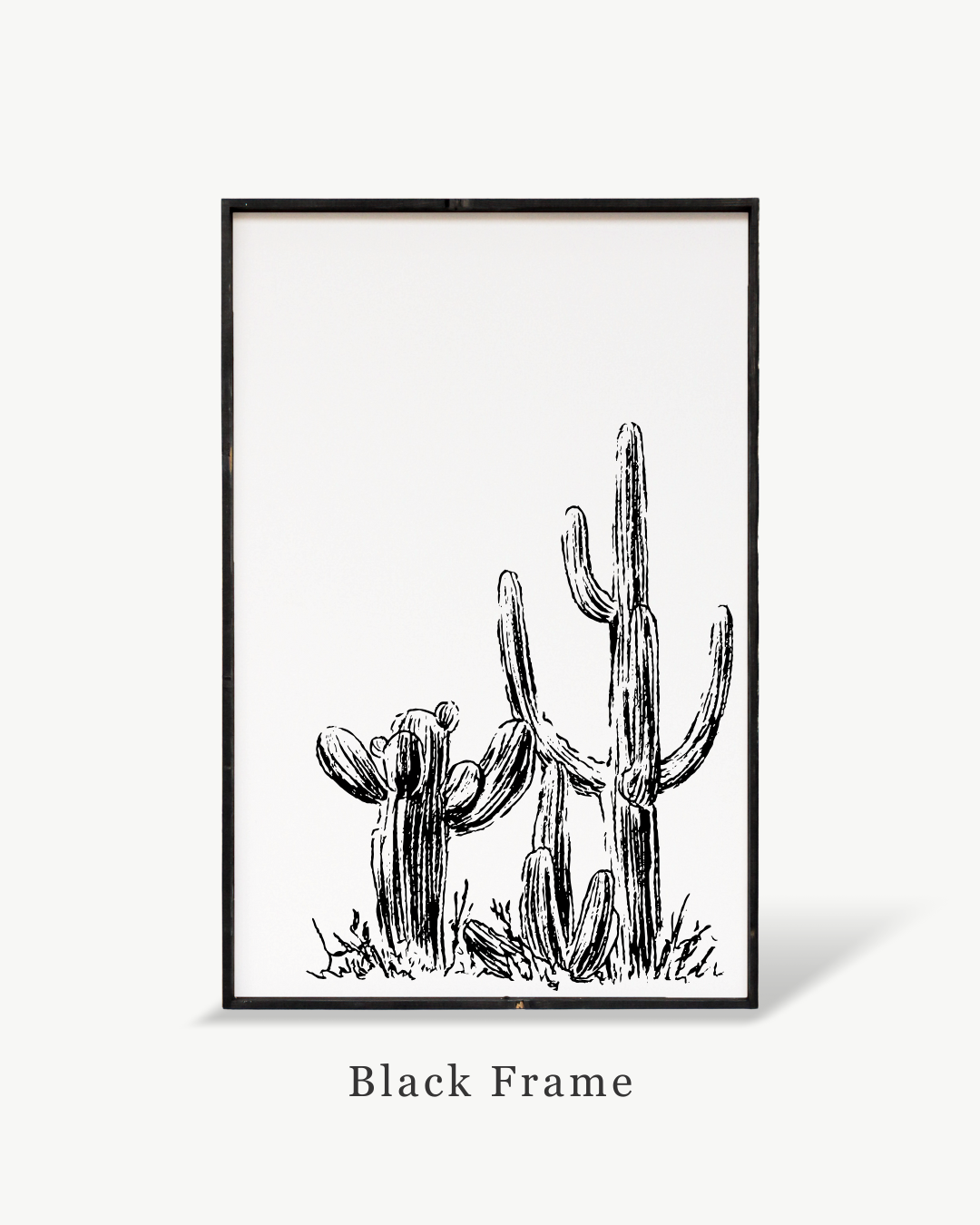 24" x 36" Western Cactus Framed Print – Boho Wall Art, Cactus Decor