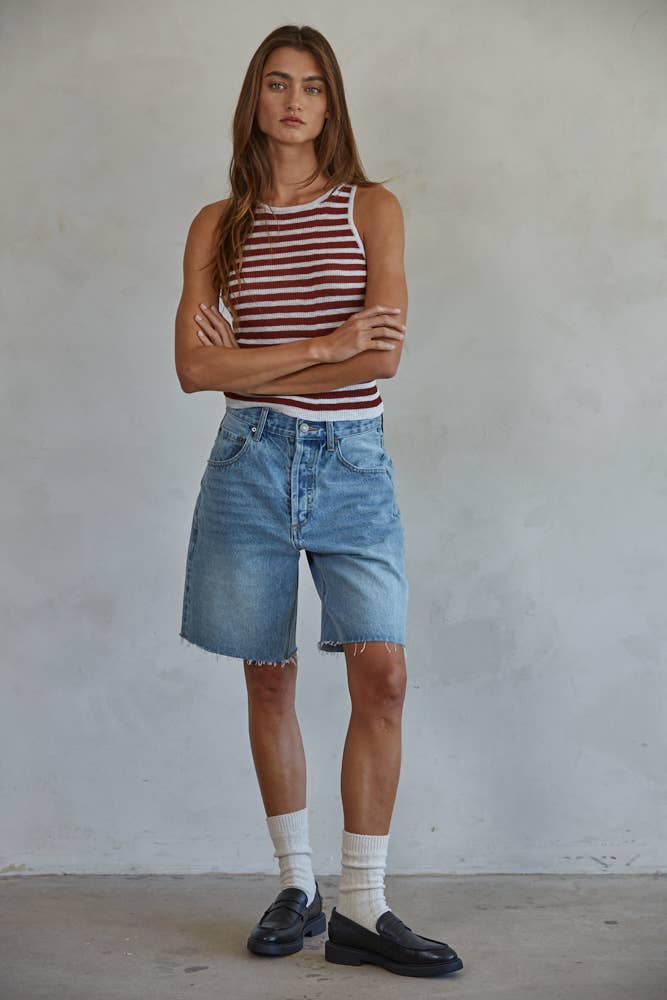 Knit Sweater Ribbed Striped Tank