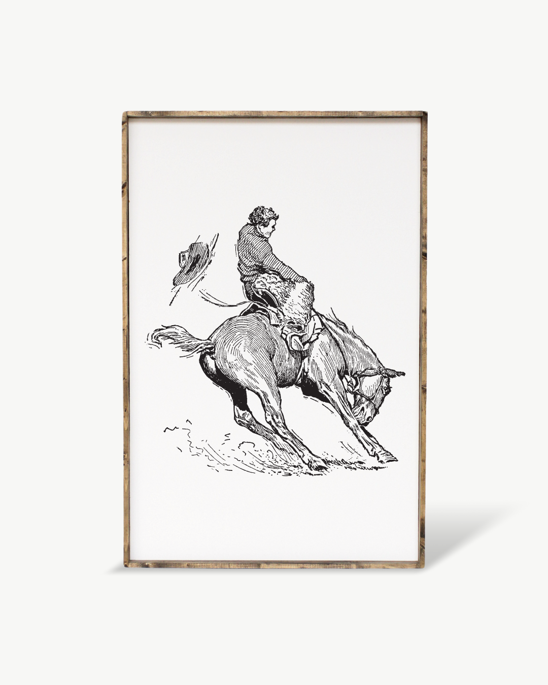 Bucking Bronco Framed Print – Western Decor Cowboy Line Art