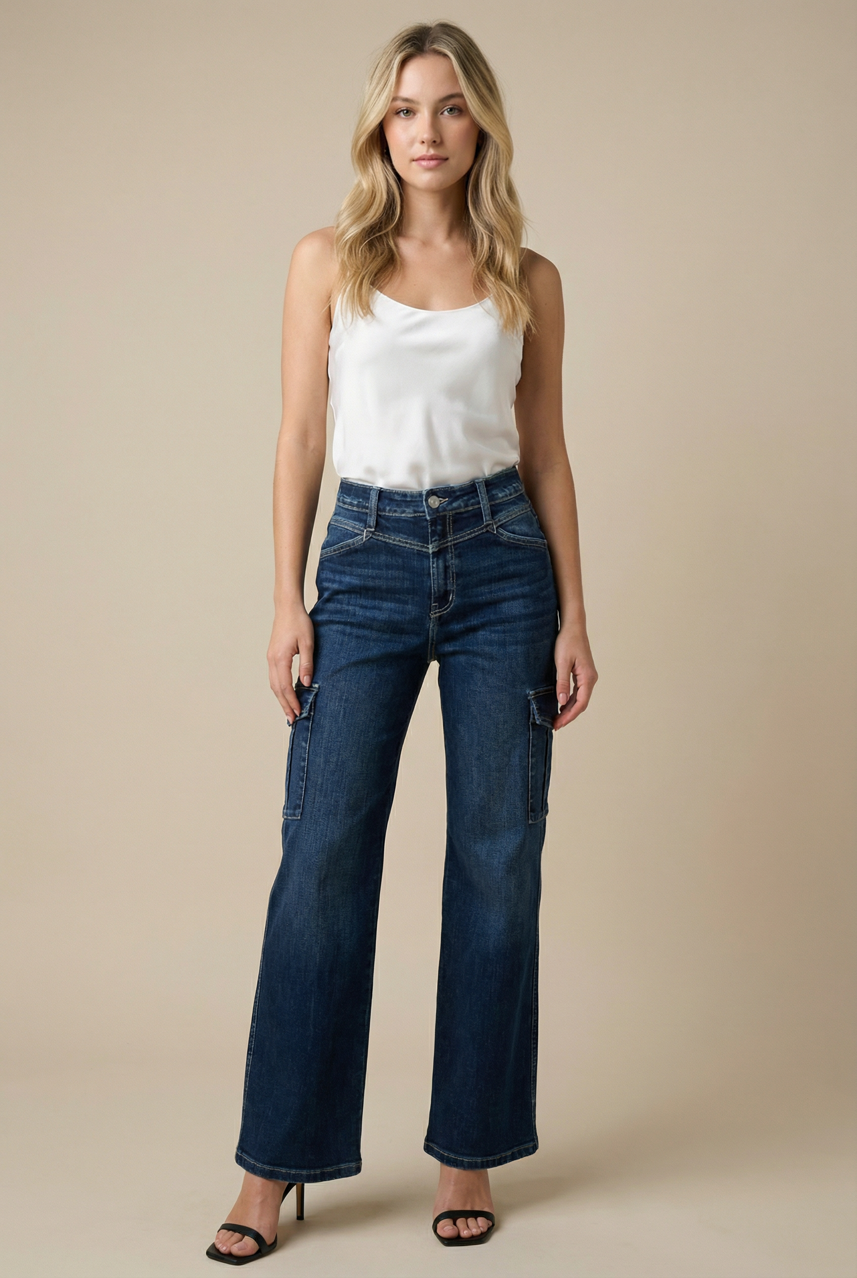 HIGH RISE WIDE CARGO JEANS