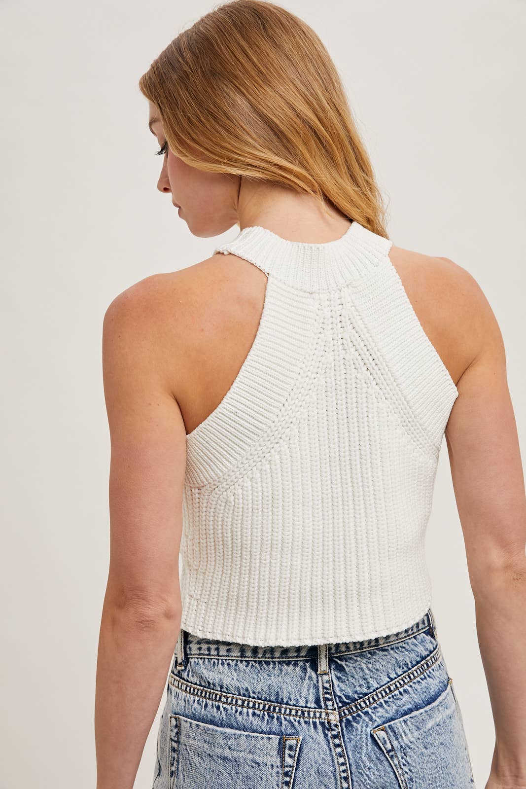 HALTER FLOWER SWEATER TANK